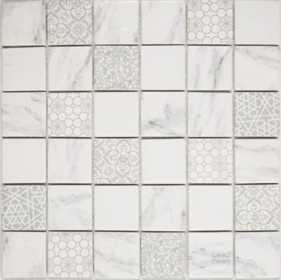 Мозаика Orro mosaic GALLERY 30x30 серая матовая с орнаментом, чип 48x48 квадратный