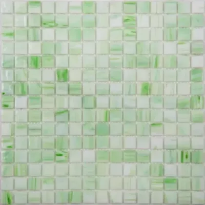 Мозаика NSmosaic X015 GOLDEN 32.7x32.7 зеленая глянцевая авантюрин, чип 20x20 квадратный