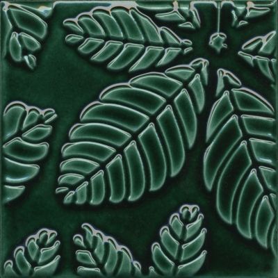 Декоративная плитка Kerama Marazzi SFB001 Сантана 1 15х15 зеленая глянцевая флористика