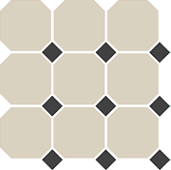 Керамогранит Topcer 4416 Oct14-1Ch White Octagon 16/Black Dots 14 30x30 бежевый матовый под мозаику