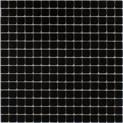 Мозаика Rose Mosaic A39(2) Quartz 31.8x31.8 черная глянцевая с искрящимся эффектом, чип 10x10 квадратный