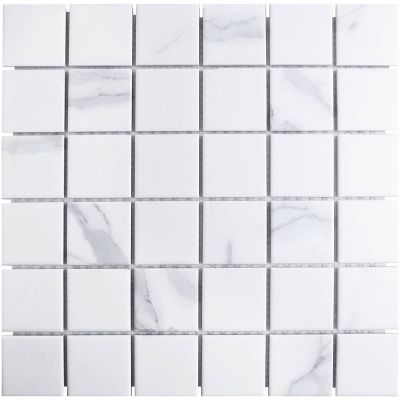 Мозаика Star Mosaic PMWB82223 / С0003707 Carrara Matt 30.6x30.6 белая матовая под мрамор, чип 48x48 мм квадратный