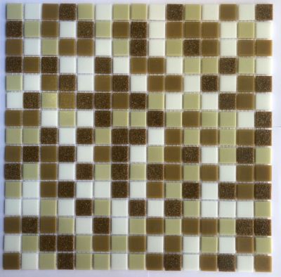 Мозаика Pixel mosaic PIX 112 из стекла 31.6x31.6 белая / коричневая матовая под камень / оттенки цвета, чип 20x20 мм квадратный