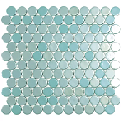 Мозаика Vidrepur С0005191 Circle № 6001 Turquoise BR (на ПУ сцепке) 30.6x31.4 голубая глянцевая моноколор, чип круглый