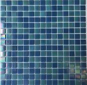 Мозаика Pixel mosaic PIX 100 из стекла 31.6x31.6 синяя глянцевая под перламутр / оттенки цвета, чип 20x20 мм квадратный