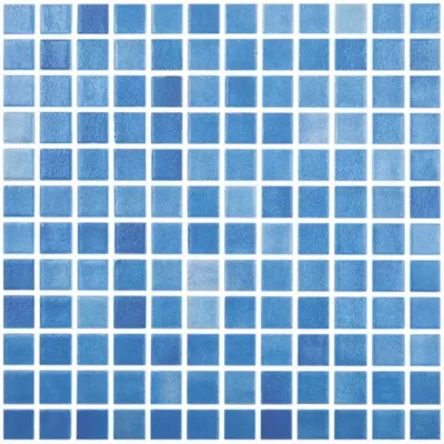 Мозаика Vidrepur С0001579 Colors № 110 (на сетке) 31.7x31.7 синяя глянцевая оттенки цвета, чип 25x25 квадратный