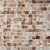 Мозаика Pixel mosaic PIX701 из натурального перламутра 30.5x30.5 бежевая / коричневая глянцевая под камень / перламутр, чип 20x20 мм квадратный