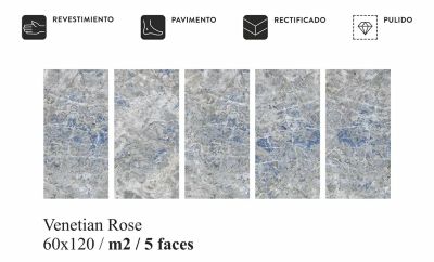Керамогранит ITC ceramic Venetian Rose 60x120 голубой полированный