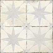 Плитка Peronda 0100333214 FS Star White LT 45x45 бежевая / серая матовая с орнаментом