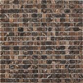 Мозаика Pixel mosaic PIX219 из мрамора Dark Emperador 30.5x30.5 коричневая матовая под мрамор, чип 15x15 мм квадратный