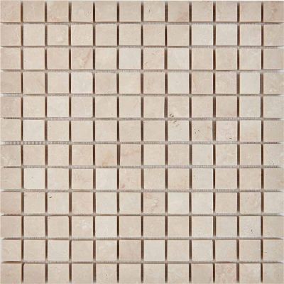 Мозаика Pixel mosaic PIX235 из мрамора Cream marfil 30.5x30.5 бежевая / кремовая матовая под мрамор, чип 23x23 мм квадратный