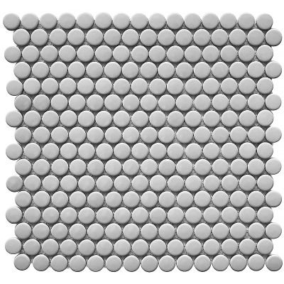 Мозаика Star Mosaic NK50096 / С0003640 Penny Round Grey Glossy 31.5x30.9 серая глянцевая моноколор, чип 19 мм круглый