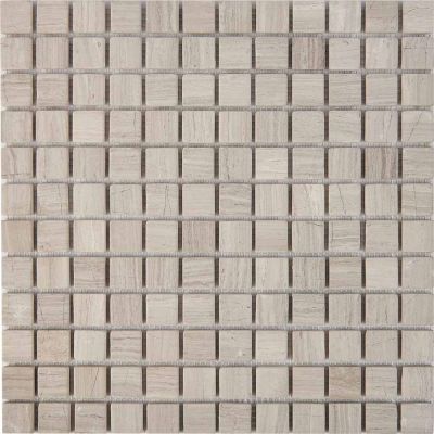 Мозаика Pixel mosaic PIX256 из мрамора White Wooden 30.5x30.5 бежевая матовая под мрамор, чип 23x23 мм квадратный