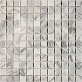 Мозаика Pixel mosaic PIX242 из мрамора Bianco carrara 30.5x30.5 серая полированная под мрамор, чип 23x23 мм квадратный