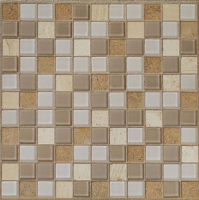 Мозаика Orro mosaic CAPRI 29.5x29.5 микс бежевая/белая глянцевая, чип 23x23 квадратный