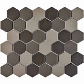 Мозаика Pixel mosaic PIX623 из керамогранита 28.2x35.2 серый / графит матовая под камень / оттенки цвета, чип 51х59 мм гексагон