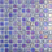Мозаика Vidrepur С0002980 Fusion Dark Blue (на сетке) 31.7x31.7 синяя глянцевая перламутр / авантюрин, чип 25x25 квадратный