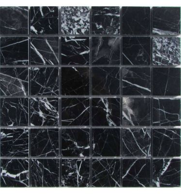 Мозаика FK Marble 35230 Classic Mosaic Nero Marquina M081-48-8P 30.5x30.5 черная / черно-белая полированная, чип 48x48 квадратный