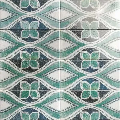 Декоративная плитка Mainzu PT03319 Tolon 15x30 зеленая глянцевая с орнаментом