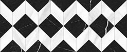 Настенная плитка Global Tile 10100000450 Aurora орнамент 60x25 черно-белая глянцевая под камень