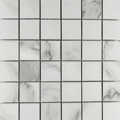 Мозаика Velsaa RP-142121-03 Statuario Eva Mosaic 30х30 белая полированная под мрамор, чип 47х47 мм квадратный