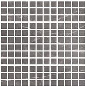 Мозаика Varmora Rebbal Nero 30.3х30.3 глазурованная матовая под мрамор, чип 23.5х23.5 мм квадратный