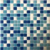 Мозаика Pixel mosaic PIX 107 из стекла 31.6x31.6 белая / синяя матовая под камень / оттенки цвета, чип 20x20 мм квадратный