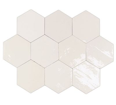 Настенная плитка WOW 122078 Zellige Hexa White 10.8x12.4 белая глянцевая под камень