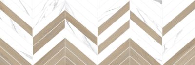 Настенная плитка Alma Ceramica TWU11TOK014 Tokio 200x600 белая / бежевая глянцевая с орнаментом