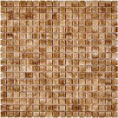 Мозаика Pixel mosaic PIX202 из оникса Honey onyx 30.5x30.5 коричневая полированная под оникс, чип 15x15 мм квадратный