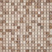 Мозаика Pixel mosaic PIX224 из мрамора Light Emperador 30.5x30.5 коричневая матовая под мрамор, чип 15x15 мм квадратный