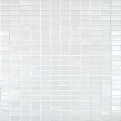 Мозаика Vidrepur С0002276 Bijou White Satin (на сетке) 31.5x31.5 белая сатинированная моноколор, чип 12x25 прямоугольный
