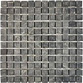 Мозаика Pixel mosaic PIX297 из сланца Slate Black 30.5x30.5 серая натуральная под камень, чип 23х23 мм квадратный