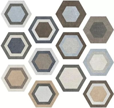 Керамогранит ITT Ceramic Tripoli Hexa 23.2x26.7 разноцветный (24 варианта) натуральный с орнаментом