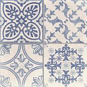 Керамогранит ковер Realonda Skyros Deco Blanco 44.2x44.2 бело-голубой сатинированный пэчворк
