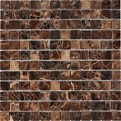Мозаика Pixel mosaic PIX217 из мрамора Dark Emperador 30.5x30.5 коричневая полированная под мрамор, чип 23x23 мм квадратный