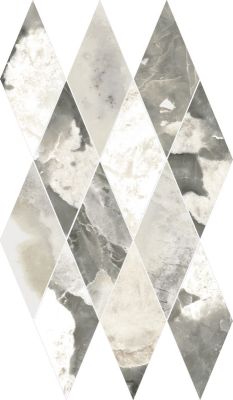 Мозаика Italon 620110000209 Stellaris  Dover Light Mosaico Diamond / Стелларис Довер Лайт Даймонд 28x48 серая / белая глянцевая под мрамор, чип ромб