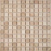 Мозаика Pixel mosaic PIX232 из мрамора Cream marfil 30.5x30.5 бежевая / кремовая полированная под мрамор, чип 23x23 мм квадратный