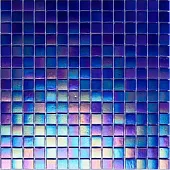Мозаика Rose Mosaic WB17 Rainbow 31.8x31.8 синяя глянцевая перламутр, чип 15x15 квадратный