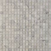 Мозаика Pixel mosaic PIX241 из мрамора Bianco carrara 30.5x30.5 серая полированная под мрамор, чип 15x15 мм квадратный