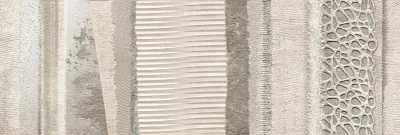 Настенная плитка Ibero Materika Dec.Ellipsis Sand (mix) 25x75 песочная матовая под камень с орнаментом