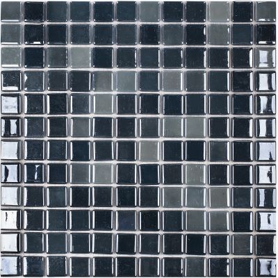 Мозаика Vidrepur С0002167 Lux 424 mix (на сетке) 31.7х31.7 синяя глянцевая оттенки цвета, чип 25х25 квадратный