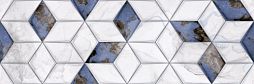 Настенная плитка Primavera DG05-04 Tiziana Aqua Decor 04 glossy 30x90 серая / синяя глянцевая / рельефная под мрамор / геометрия