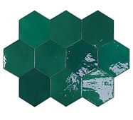 Настенная плитка WOW 122086 Zellige Hexa Emerald 10.8x12.4 зеленая глянцевая под камень