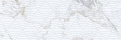 Керамогранит Porcelanite Dos PCD000047 9547 Iguazu White Relieve 30x90 белый глазурованный матовый / рельефный под мрамор / геометрия