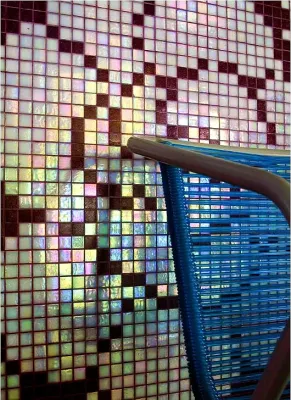 Мозаика Rose Mosaic WA12 Rainbow 31.8x31.8 синяя глянцевая перламутр, чип 15x15 квадратный