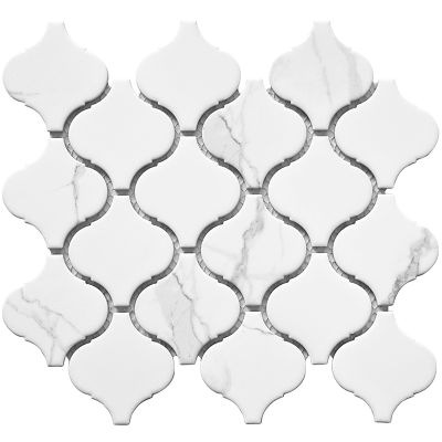 Мозаика Star Mosaic PMDA84033 / С0003712 Latern Carrara Matt 24.6х28 белая матовая под мрамор, чип 74x78 мм фигурный