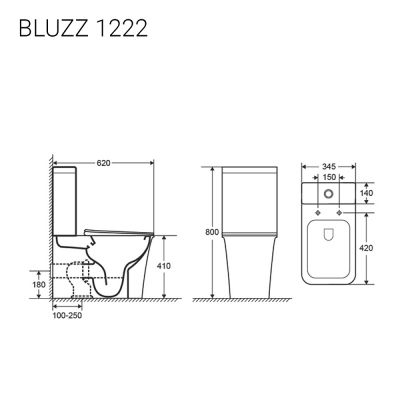Унитаз-компакт Staro С0005302 Bluzz 1222 напольный безободковый, с сиденьем Slim икролифт, белый