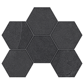 Мозаика Estima Mosaic/LN04_NS/TE04_NS/25x28,5/Hexagon Luna Black 25x28.5 черная неполированная под цемент, чип гексагон