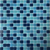 Мозаика Pixel mosaic PIX 110 из стекла 31.6x31.6 синяя / голубая матовая под камень / оттенки цвета, чип 20x20 мм квадратный